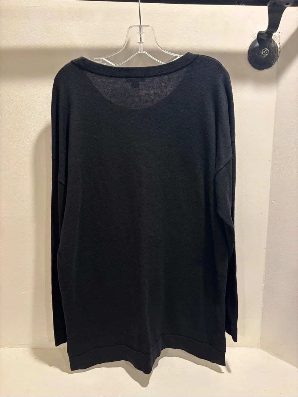 Ann Taylor Factory Petite Black Crew Neck Sweater Top